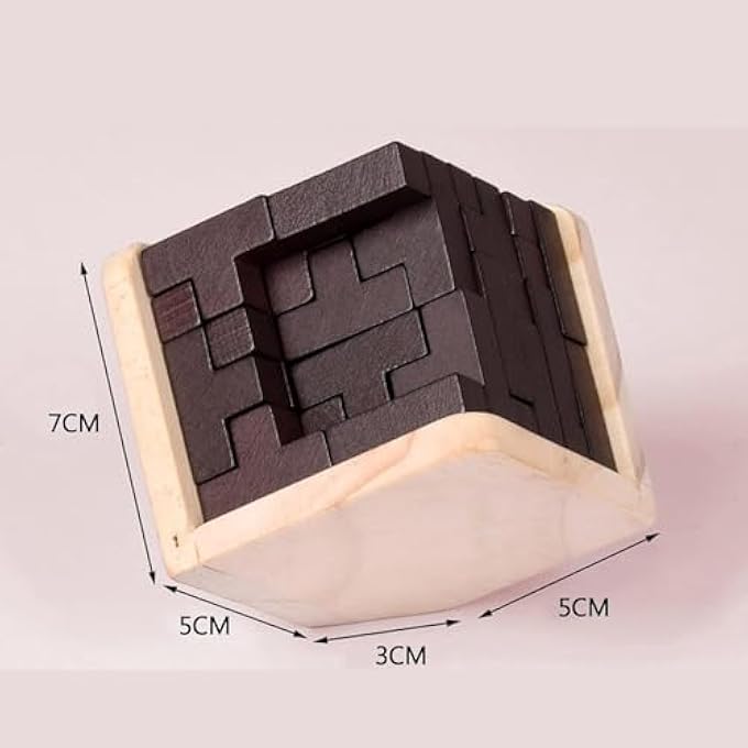 3D WOODEN BRAIN TEASER PUZZLE, 3D PUZZLE GENIUS SKILLS BUILDER T-SHAPE PIECES, PUZZLE GAMES CREATIVE EDUCATIONAL TOY FOR KIDS AND ADULTS, EXPLORE CREATIVITY AND PROBLEM SOLVING - Image 4